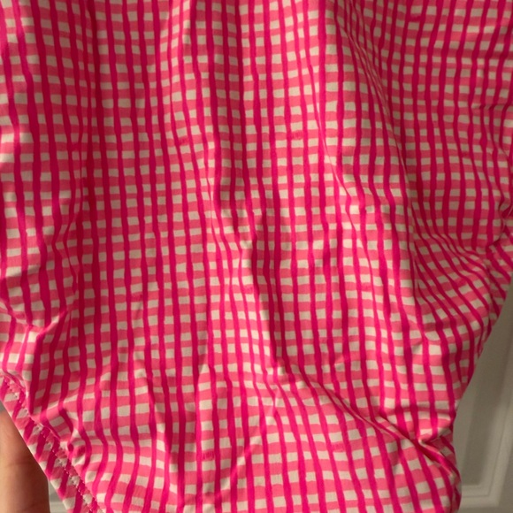 Lilly Pulitzer Pink Gingham One-Piece Swimsuit Bandeau Strapless 14 - Picture 3 of 6
